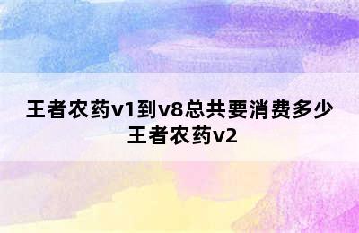 王者农药v1到v8总共要消费多少 王者农药v2